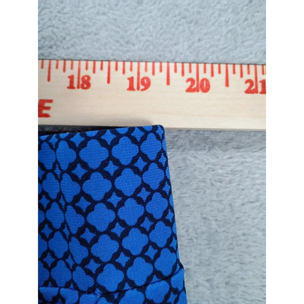 Talbots Women Plus A-Line Skirt Blue Geometric 2X Stretch Career
